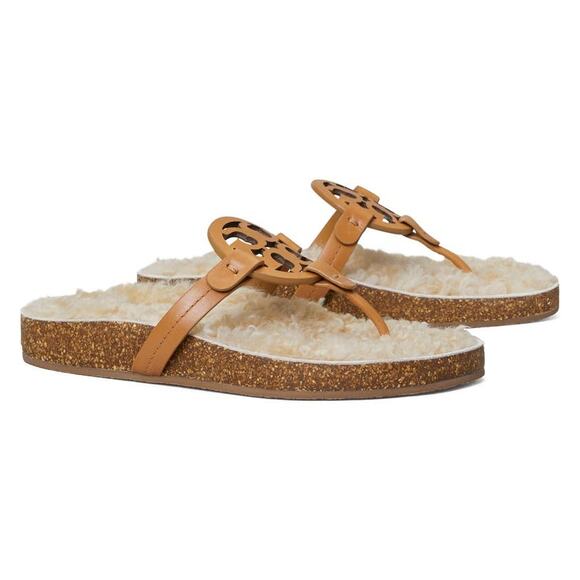 Tory Burch Miller Cloud Genuine Shearling Flip Flop Flats Sandals Size 10 NWB - Picture 4 of 12